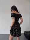 Легка сукня міні з розрізом чорного кольору 32582