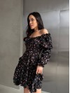 Легка сукня міні з рукавом чорного кольору 32953
