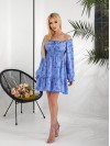 Легкое платье мини с рукавом в цветок голубого цвета 31858