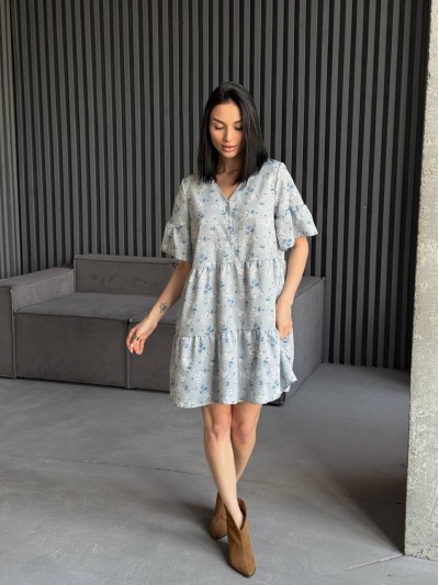 Легкое платье мини серого цвета 31876