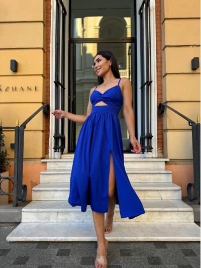 Легка сукня на бретельках синього кольору 32595