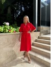 Легка сукня на запах із поясом червоного кольору 32333