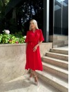 Легка сукня на запах із поясом червоного кольору 32333