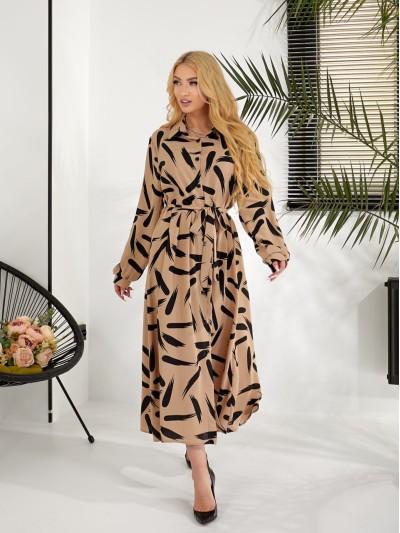 Легка сукня-сорочка бежевого кольору 31755