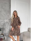 Легка сукня з поясом леопард кавового кольору 33389