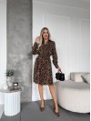 Легка сукня з поясом леопард коричневого леопард 33388