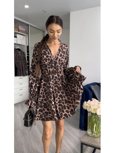 Леопардовое платье мини с открытой спинкой 27615