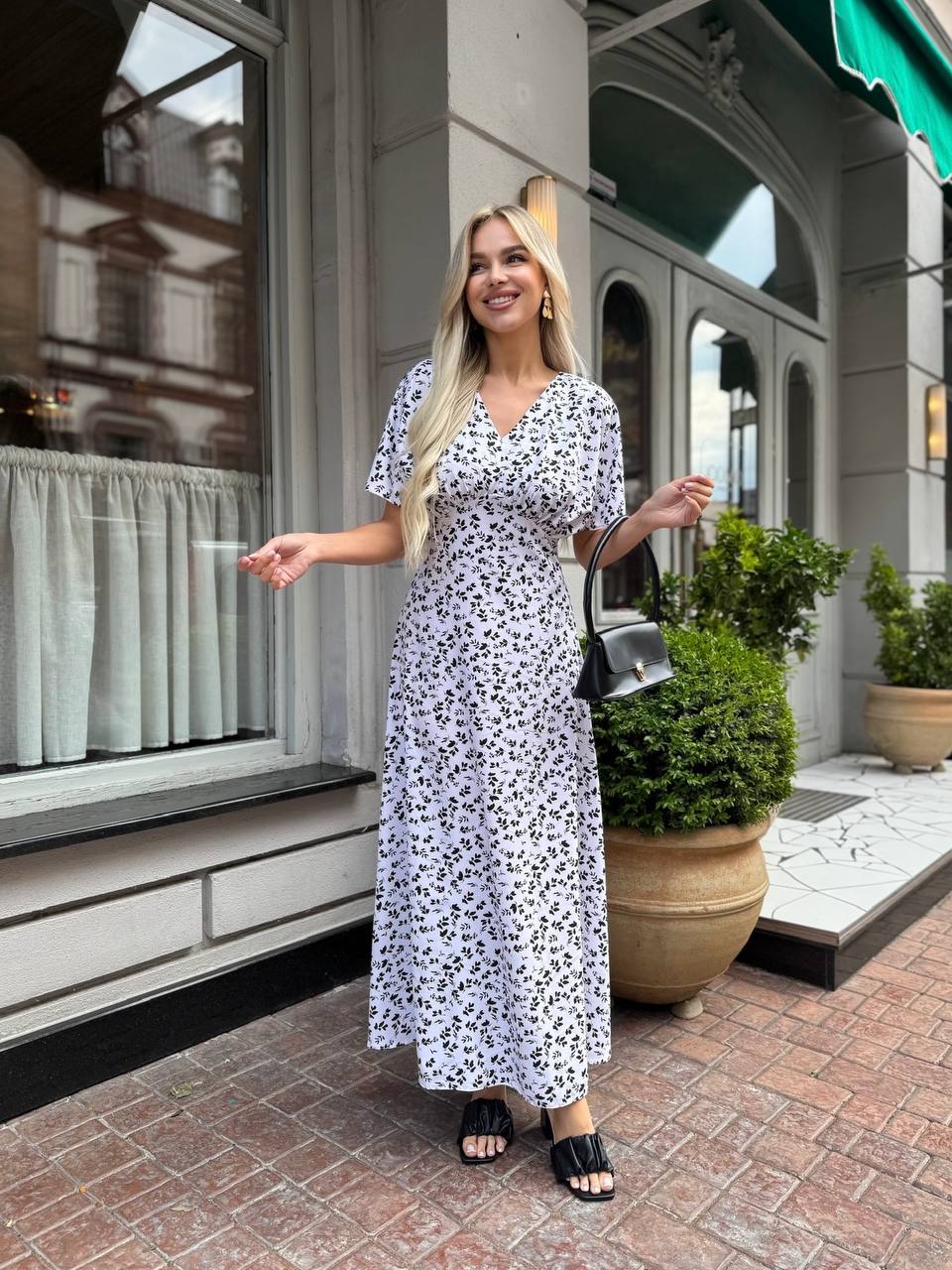 Літня сукня міді бiлого кольору 33380