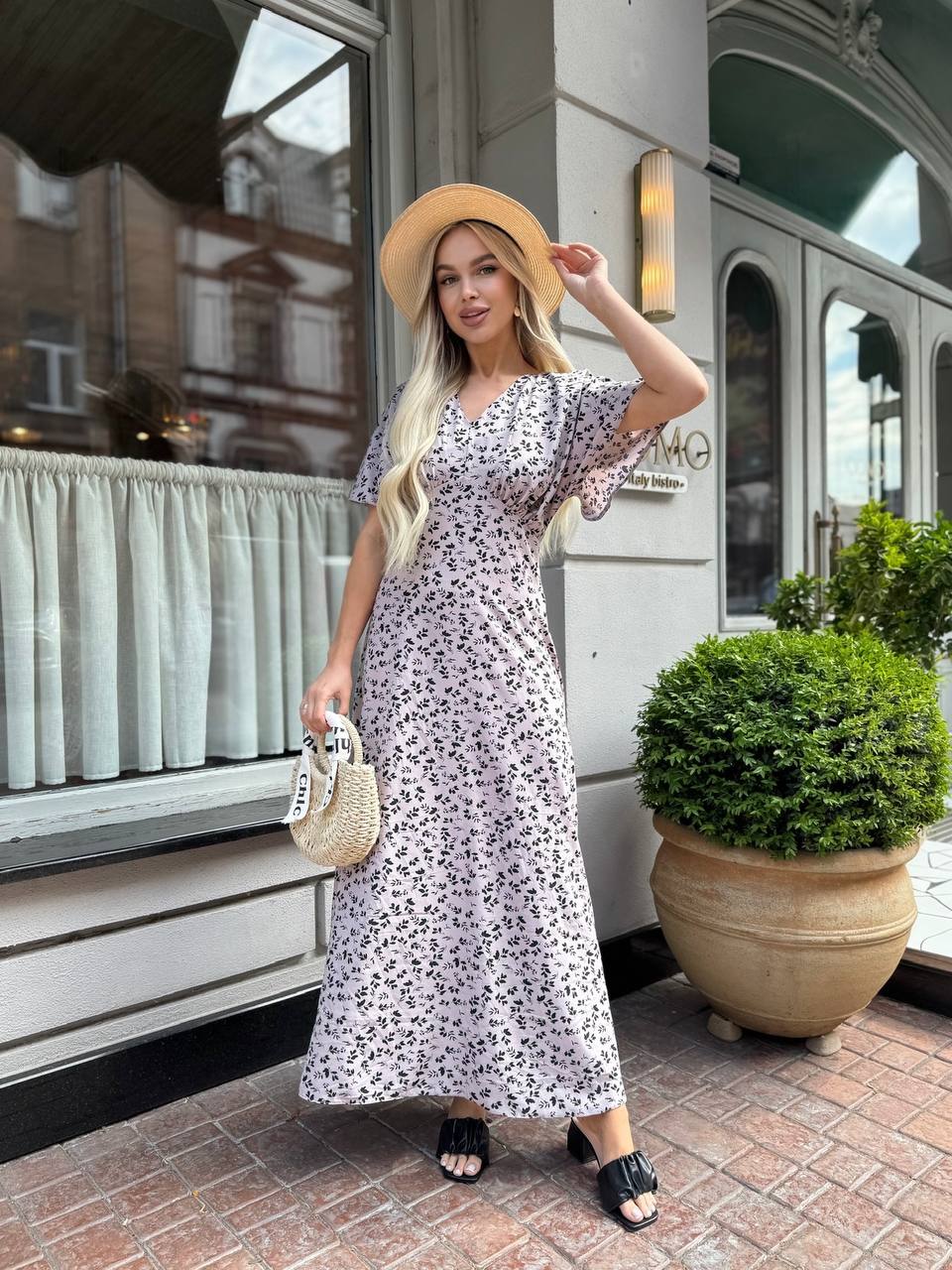 Літня сукня міді бежевого кольору 33382