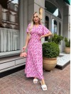 Літнє плаття міді у квітку малинового кольору 33384