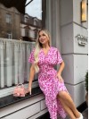 Літнє плаття міді у квітку малинового кольору 33384