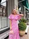 Літнє плаття міді у квітку малинового кольору 33384