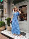 Літнє плаття міді у квітку синього кольору 33383