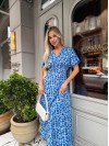 Літнє плаття міді у квітку синього кольору 33383
