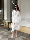 Літня сукня міні+накидка молочного кольору 33430
