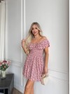 Летнее платье мини пудрового цвета 33477
