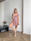 Летнее платье мини пудрового цвета 33477