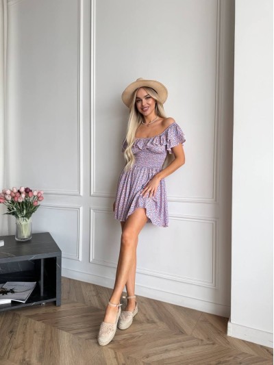 Летнее платье мини сиреневого цвета 33476