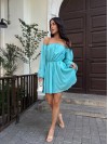 Літня сукня з відкритими плечима бірюзового кольору 33514