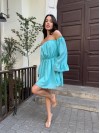 Літня сукня з відкритими плечима бірюзового кольору 33514