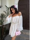 Літня сукня з відкритими плечима молочного кольору 33517