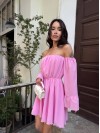 Літня сукня з відкритими плечима рожевого кольору 33518