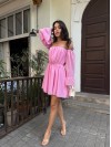 Літня сукня з відкритими плечима рожевого кольору 33518