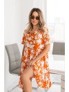 Літня сукня вільного крою в квiтку помаранчевого кольору 33215
