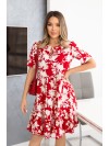 Летнее платье свободного кроя в цветок красного цвета 33216