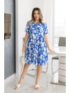 Летнее платье свободного кроя в цветок синего цвета 33217