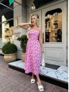Летнее платье миди с открытой спинкой розового цвета 33638