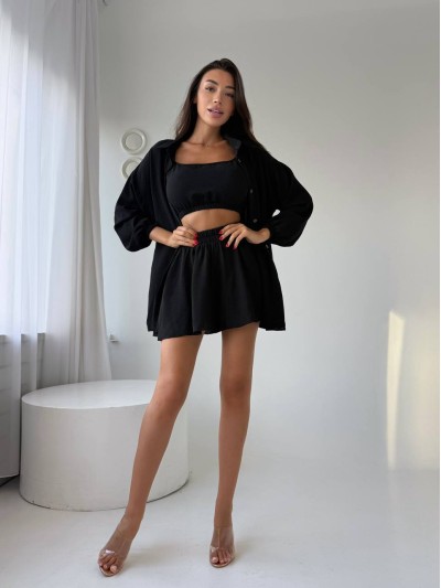 Літній жіночий костюм 3-ка чорного кольору 33792