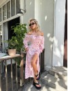 Літня сукня міді на зав'язках рожевого кольору 33618