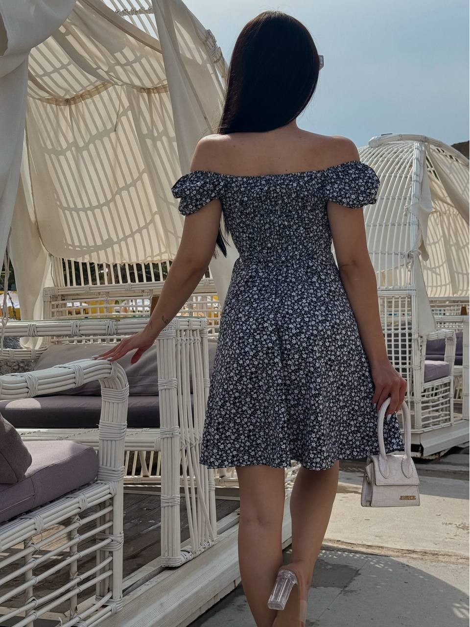 Летнее платье мини черного цвета 33663