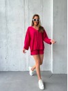 Лляний костюм із шортами малинового кольору 33683