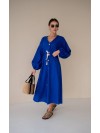 Льняна сукня на гудзиках синього кольору 31882