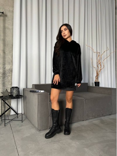 Махровое платье-туника черного цвета 29382