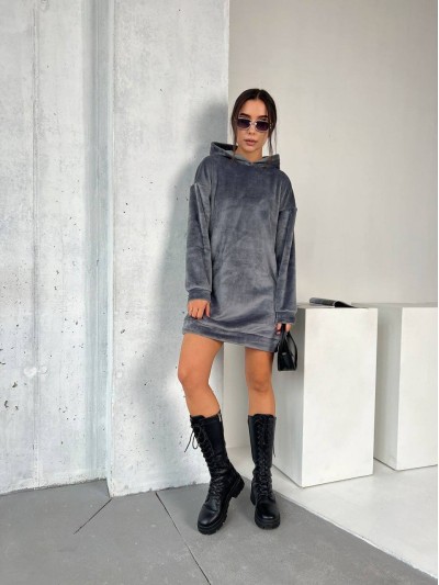 Махровое платье-туника графитового цвета 29381