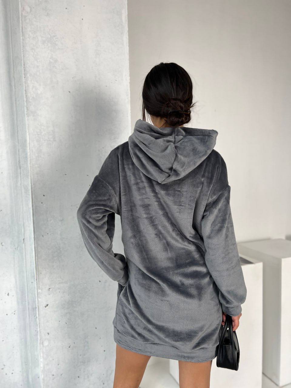 Махрова сукня-туніка графiтового кольору 29381