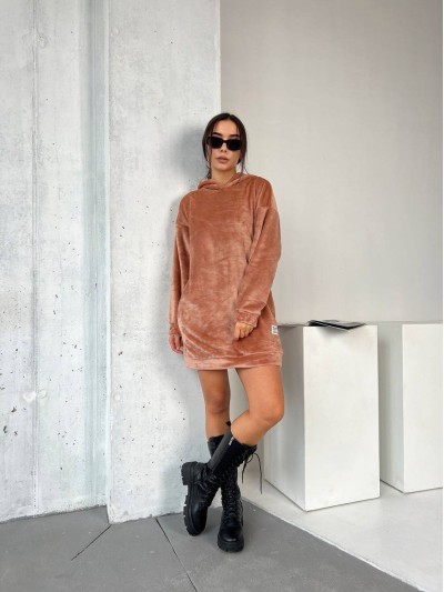 Махровое платье-туника кофейного цвета 29383
