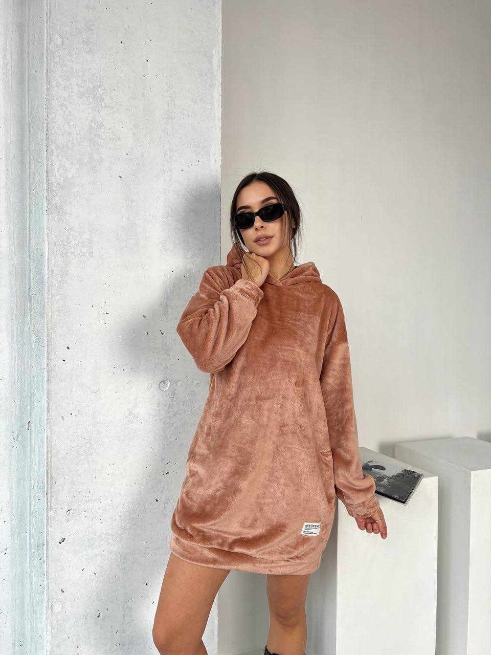 Махрова сукня-туніка кавового кольору 29383