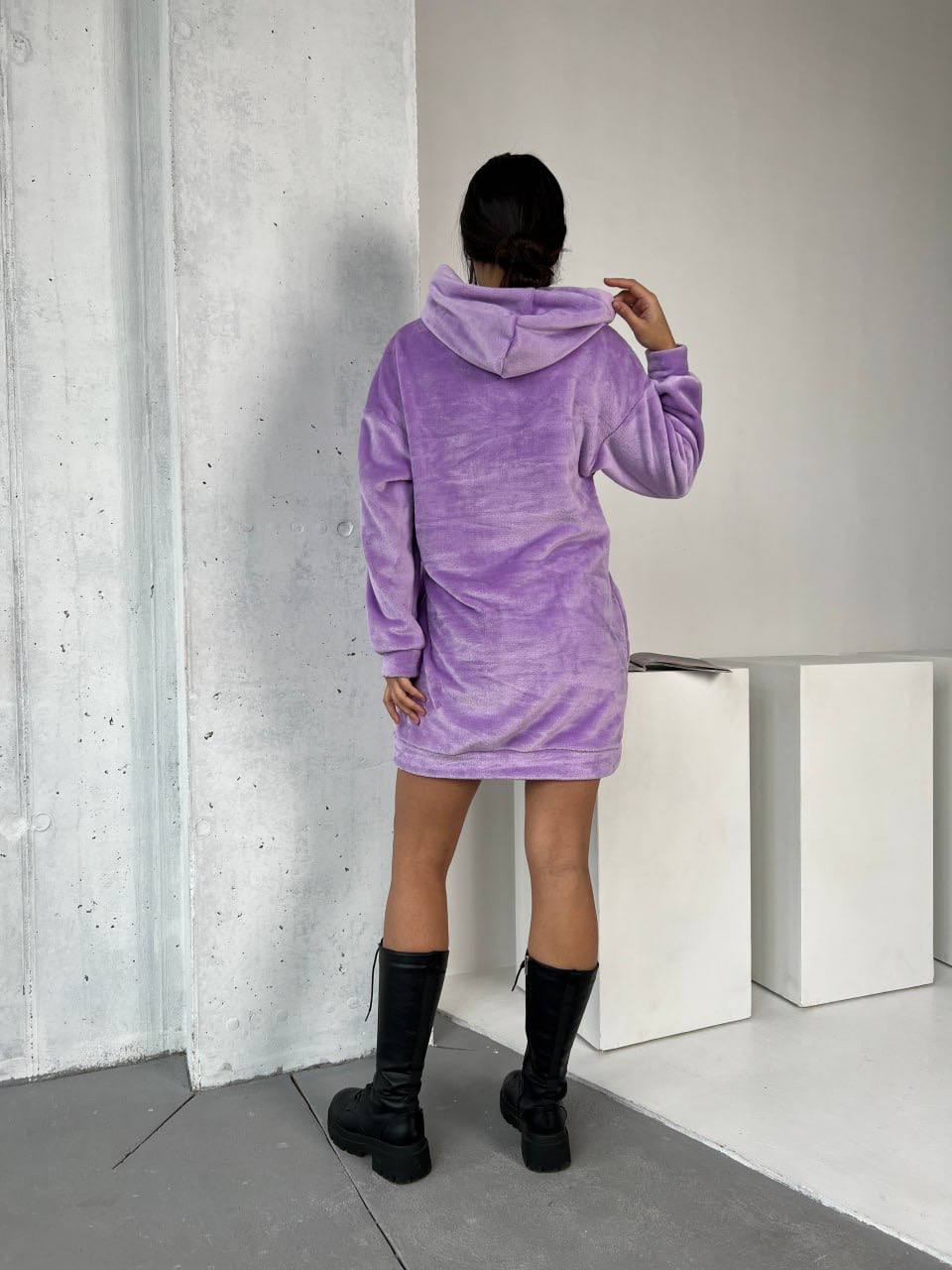Махрова сукня-туніка лавандового кольору 29380