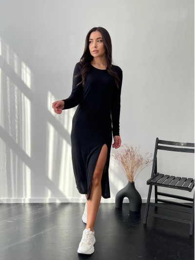 Миди платье в рубчик, чёрного цвета 24712