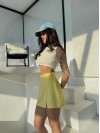 Міні спідниця-шорти жовтого кольору 31617