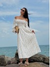 Муслиновое платье макси молочного цвета 33723