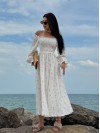 Муслиновое платье макси молочного цвета 33723