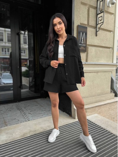 Мусліновий костюм із шортами чорного кольору 33679