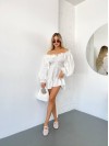 Муслиновое платье мини с рукавом белого цвета 32820