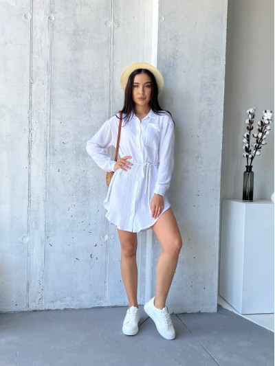 Муслиновое платье-рубашка молочного цвета 32815