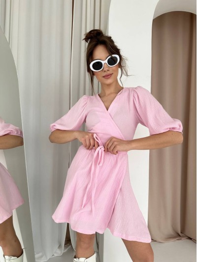 Муслиновый сарафан на запах розового цвета 33328